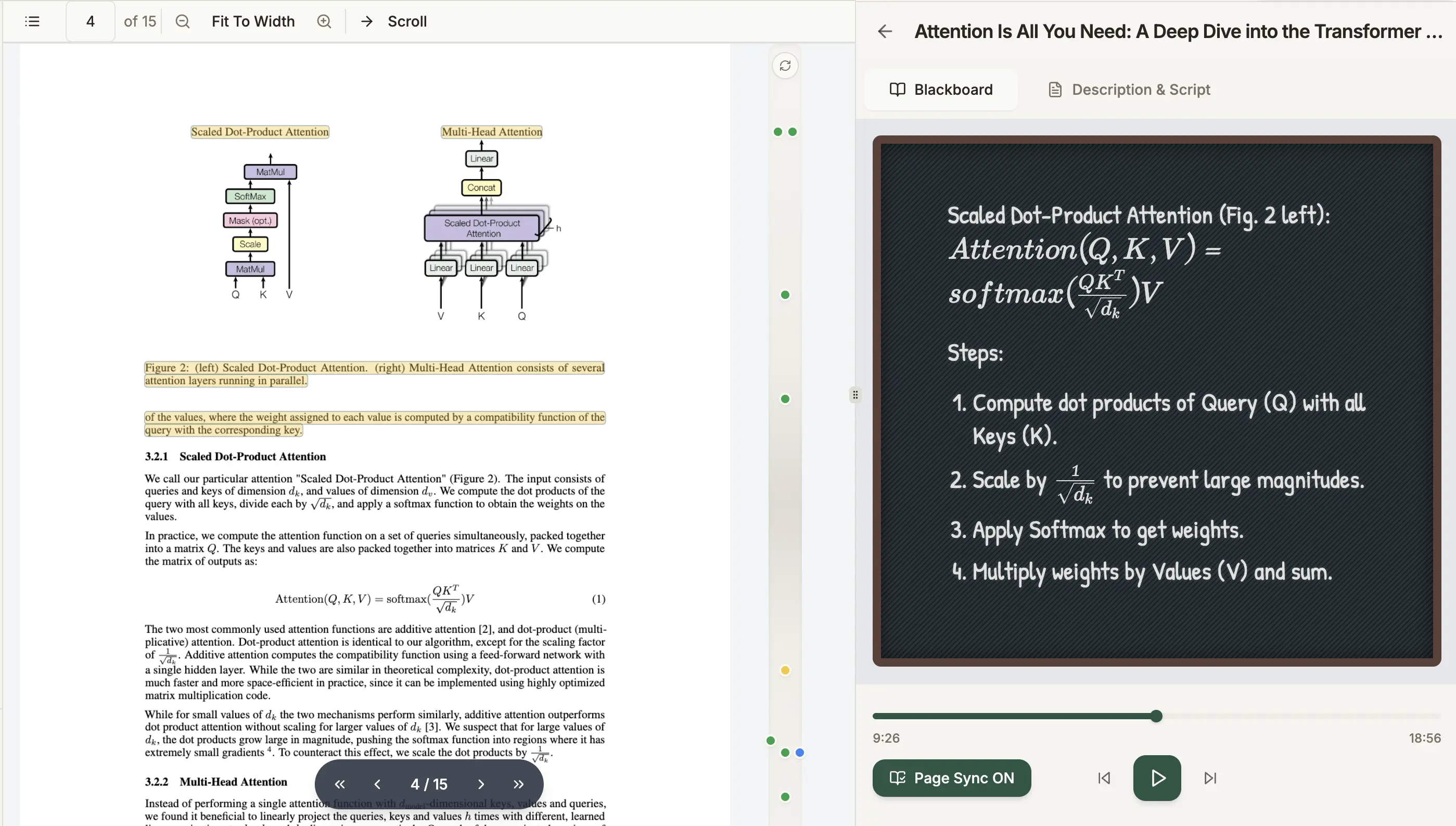 OtterNote interface showing Immersive Video Lectures with dynamic blackboard and smart highlighting
